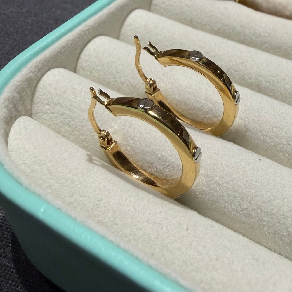 Preloved Elegant 18k Inspired Gold and white Hoop Earrings